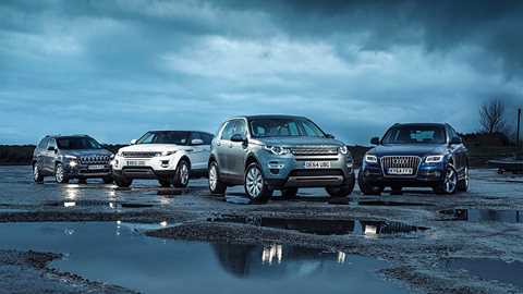 L-R: Jeep Cherokee, Range Rover Evoque, Land Rover Discovery Sport, Audi Q5