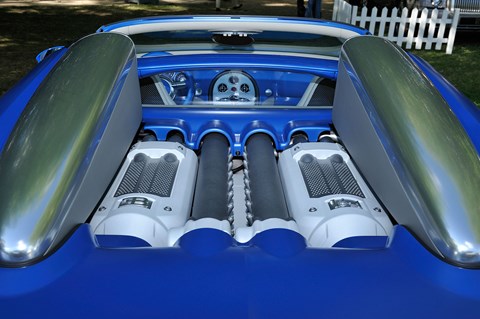 The Bugatti 8.0-litre W16 quad-turbo in action