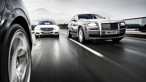 Mercedes S-class vs Rolls-Royce Ghost vs Bentley Flying Spur. Photos by Tom Salt
