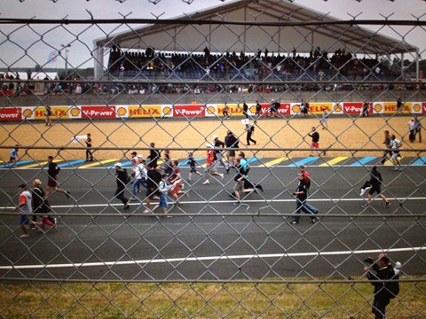 Fans invade the track after Porsche win
