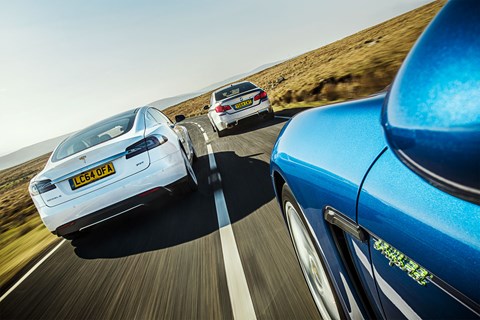 The CAR Giant Test: Tesla vs BMW vs Porsche, shot for CAR magazine May 2015 by Charlie Magee