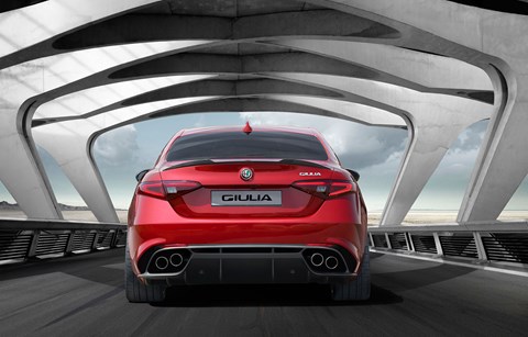 The rear of the new 2016 Alfa Romeo Giulia