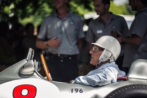 Goodwood regular Stirling Moss lines up