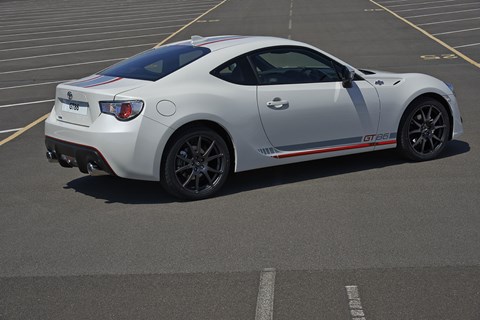 Blanco edition is finished in GT White Pearl with contrasting red and white stripes, and GT86 decal