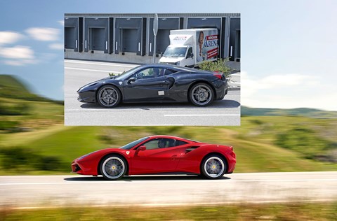 Ferrari Dino (inset, top) and regular Ferrari 488 GTB (below)