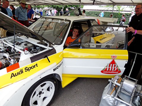 Alex Holmes, 11, got behind the wheel of his dream car at Goodwood, the Audi Quattro S1