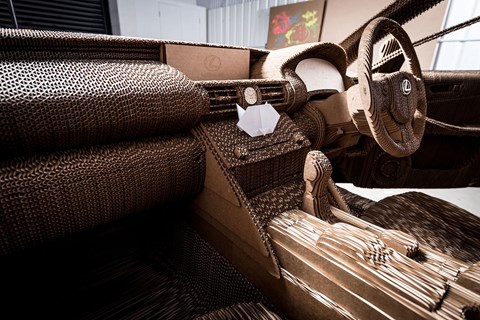 Inside the cardboard Lexus