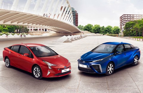 Toyota Prius (left) and Mirai (right)