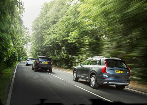 Volvo XC90 vs Range Rover Sport vs BMW X5, photographed by Charlie Magee for CAR magazine