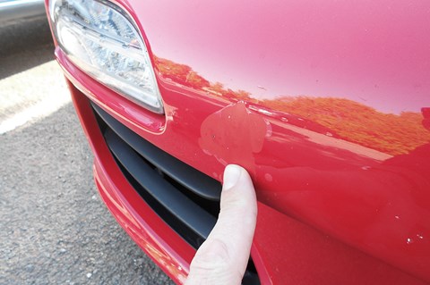 Maybe one jetwash too many for our front bumper? The squashed flies are gone, but they took our paintwork with them