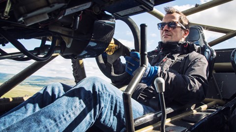 We got the 'Chilton not covered in crap' shot in the can early. Handbrake from Sherman tank parts bin?