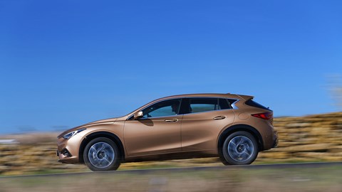 Infiniti's characteristic kinked C-pillar is present and correct