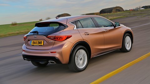 Q30 rides higher than the average hatchback. Full crossover hog QX30 also available soon