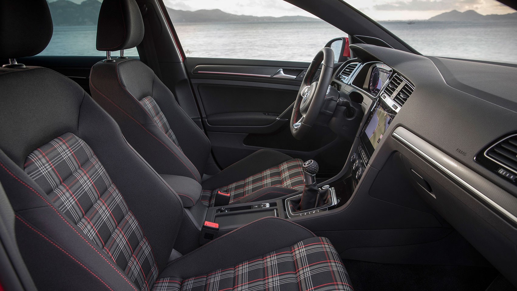 VW Golf GTI 2017 cabin with tartan seats