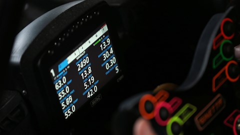 Motec dashboard display can cycle through plenty of data