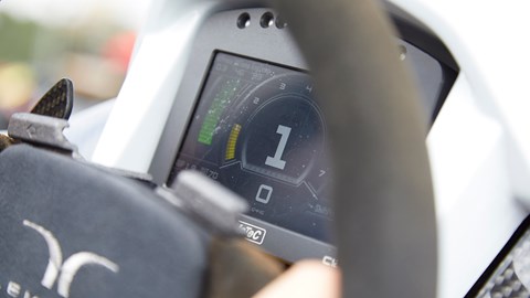 Race-derived dashboard is clear but can be tricky to read in very bright sunlight