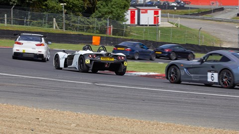 If you want an idea of the RP1's dimensions, the Ginetta G40 following is not a big car...