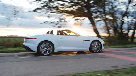 Roof down, the Jag F-type cabrio is a real looker