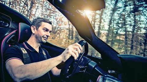 Very little wind blast, plus you get to feel like a '50s Le Mans driver: author Ben Miller drives the LaFerrari Aperta