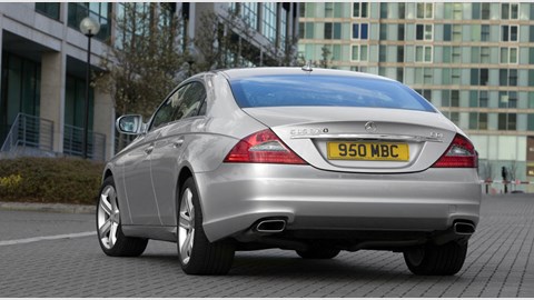 Mercedes CLS320 CDI: rear three-quarter shot