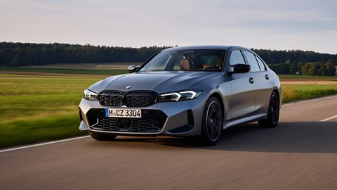 BMW 3-series review - front, silver, driving