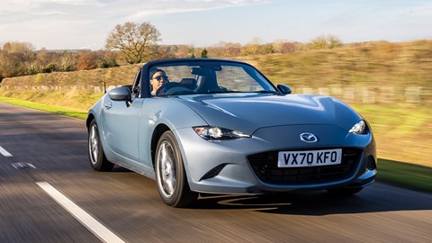 Mazda MX-5 review, front view, driving