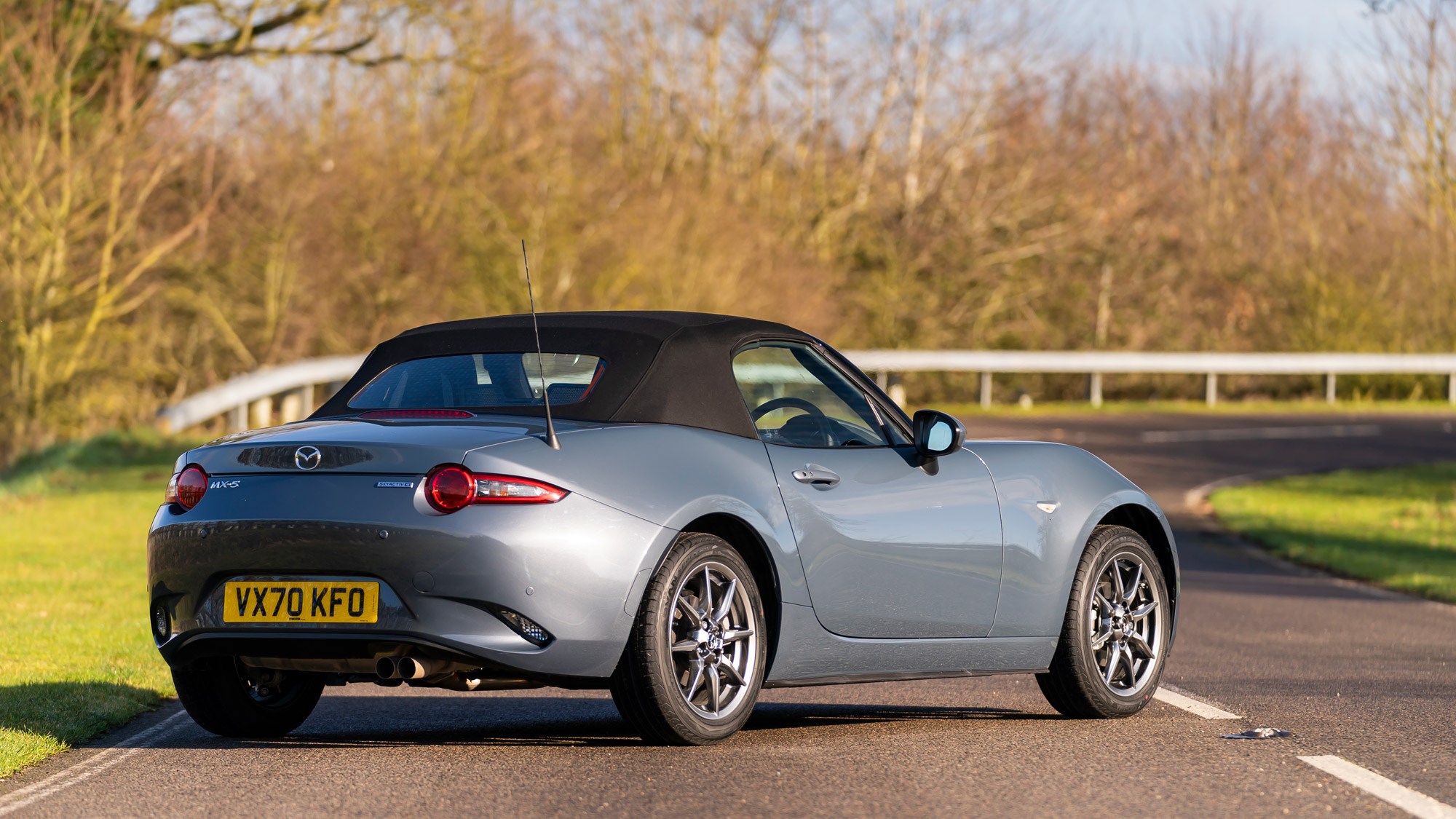 Mazda MX-5 review, rear view with roof up
