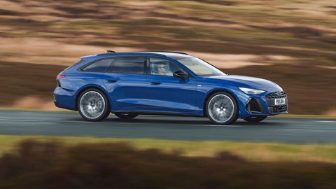 Audi A6 Avant review - UK, blue, side, driving