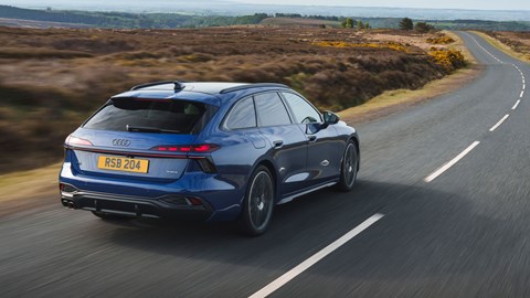 Audi A6 Avant review - UK, blue, rear, driving, high
