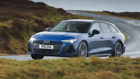 Audi A6 Avant review - UK, blue, front, driving in countryside