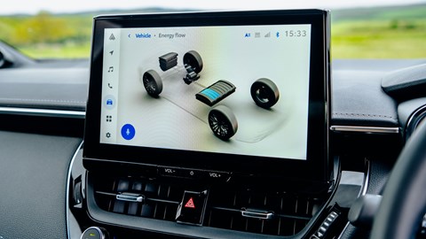 Toyota Corolla review - infotainment screen showing hybrid energy flow