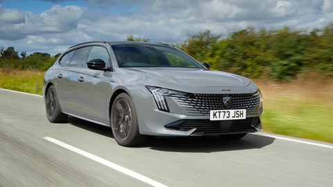 Peugeot 508 SW review - front, grey, driving, high