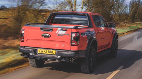 Ford Ranger Raptor (2023) review: rear tracking, orange paint