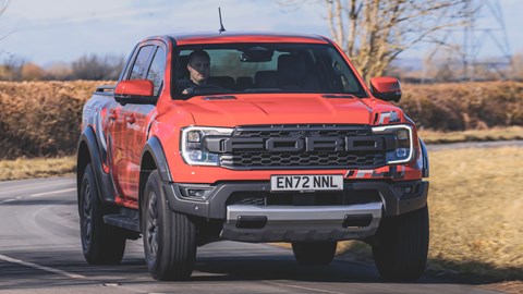 Ford Ranger Raptor (2023) review: front cornering, orange paint