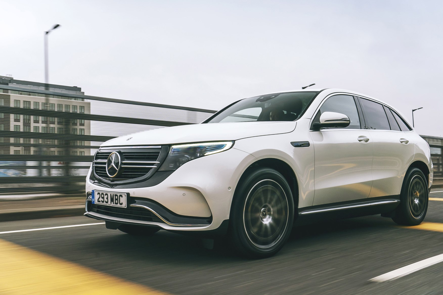 White mercedes store electric car