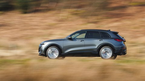 Audi SQ5 review - side, grey, driving
