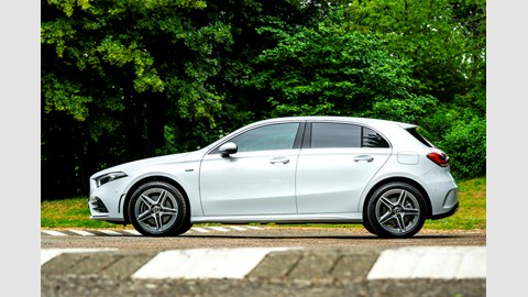 Mercedes-Benz A250e review - side, white