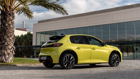 Peugeot E-208 review - rear, yellow