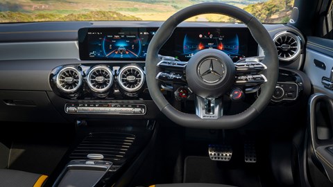 Mercedes-AMG A45 S review - facelift, interior, steering wheel, dashboard