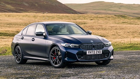 BMW 330e PHEV review on CAR magazine - front view, blue, static