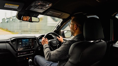 Isuzu D-Max interior with Tom driving