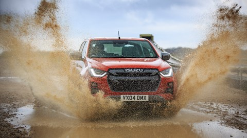 Isuzu D-Max review 2021, front view, watersplash
