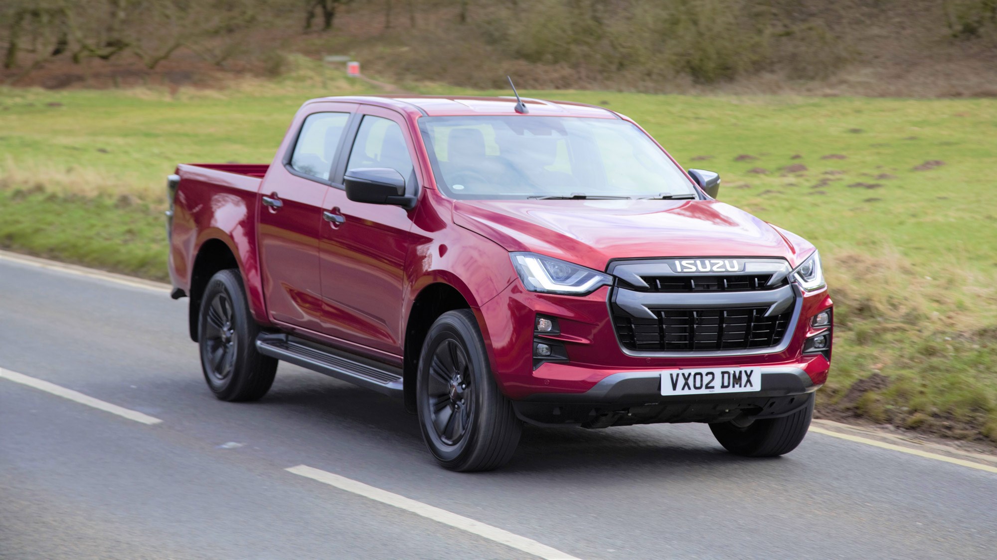 Isuzu D-Max review 2021, front view, driving, red