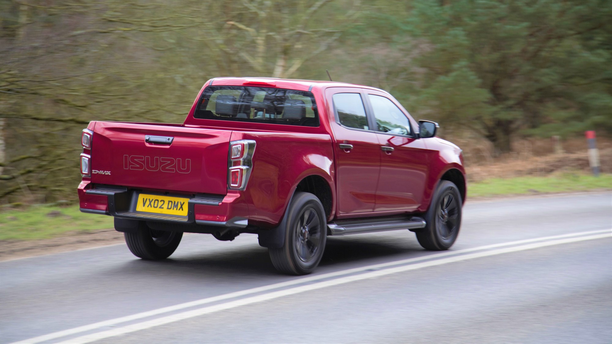 Isuzu D-Max review 2021, rear view, driving, red