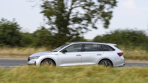 Skoda Octavia facelift review - silver, left side, driving