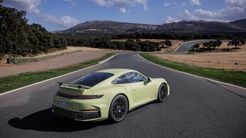 Porsche (992.2) 911 Turbo S rear three-quarter