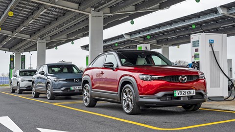 2021 Mazda MX-30s on charge