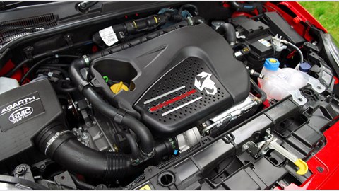 The 1368cc four-pot is breathed on by a Garrett turbo. Esseesse model develops 180bhp, regular Abarth 150bhp