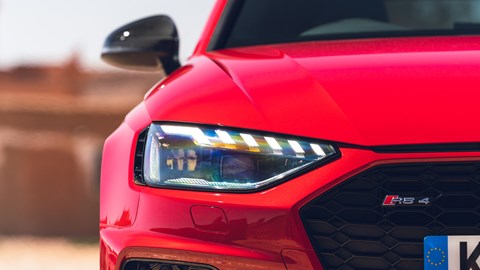 Audi RS4 review - pre-facelift, red, headlight