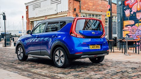 2020 Kia Soul EV rear three quarter static